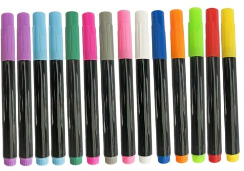 Grtheenumb Marqueurs à craie pour tableau effaçable à sec/humide, 14 pièces, marqueurs craie liquide, 12 couleurs, pour tableau blanc, fenêtre, verre, miroir