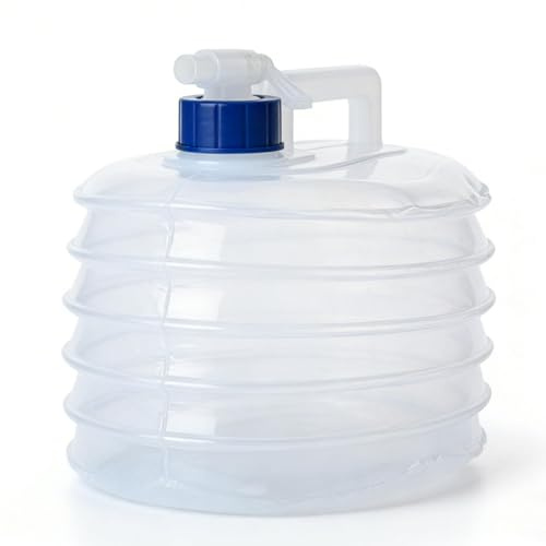 LONGERSIZHAN Deposito Agua 5L Plegable con Grifo, para Camping y Viajes | Bidón de agua plegable con grifo. Ideal para acampar, picnics al aire libre y viajes. Ahorra espacio.