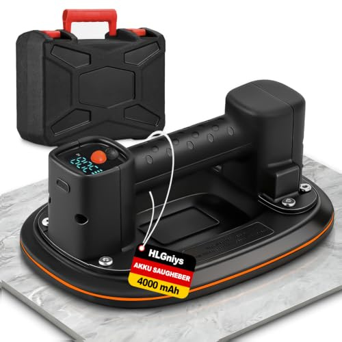 Akku Saugheber mit Saugkraft von 308 kg, Plattensauger mit 4000-mAh-Akku
