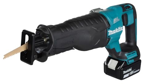Makita DJR187RT Akku Reciprosäge 18 V und Ladegerät im Transportkoffer, Schwarz, mit 1x Akku 5,0 Ah