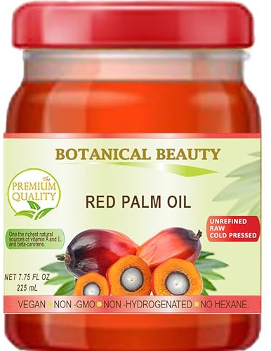 RED PALM OIL 100% Pure UNREFINED EXTRA VIRGIN Undiluted Cold Pressed SUPER FOOD 7.75 Fl.oz 225 ml (PACK 2) by Botanical Beauty