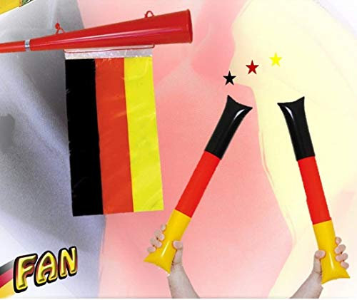 KarnevalsTeufel Stadion-Set 2 TLG., Airsticks und Tröte, Fanartikel, Sportparty, Deutschlandfan