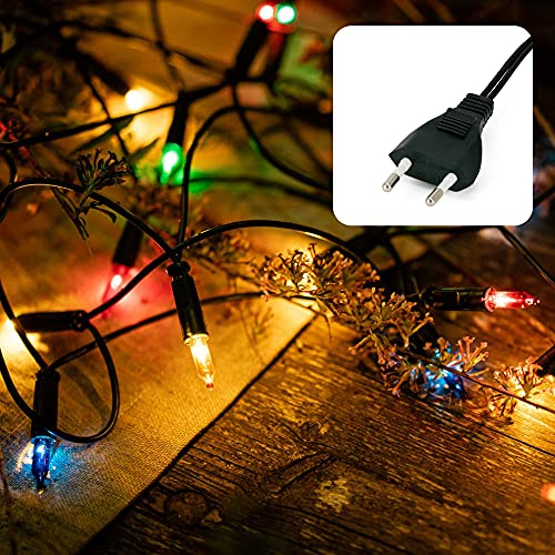 hellum Pisello LED Lichterkette innen bunt, 35 Lichter Kabel grün Fenster | Lichterkette 220 V, 35 LED, 5,10 m beleuchtete Länge, DIY Dekoration, Wohnzimmer, Weihnachtsbaum, mit Stecker <59lm 577686