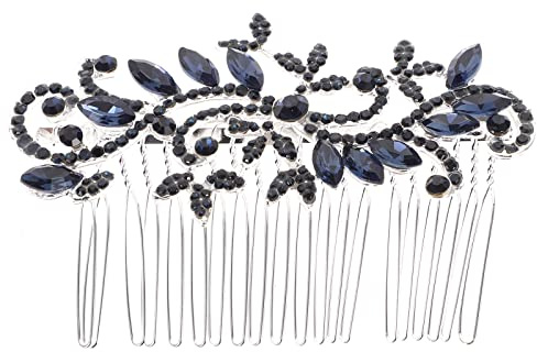 Lurrose Blauer Strass Brauthaarkamm Eleganter Haarschmuck Für Hochzeit Party Und Fotografie Requisiten Kopfbedeckung Für Damen 3.5X2.4X0.8 Zoll