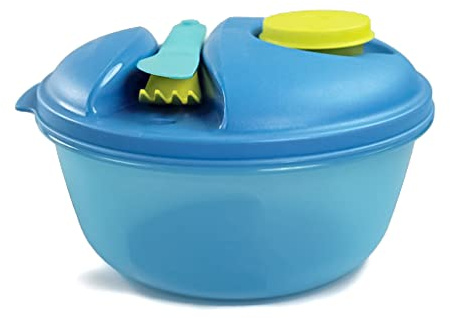 Tupperware to Go Salat&Go 1,5L blau Limette A157 Salat & Go mit Besteck Picknick