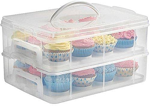 Wolfcut Stapelbare Muffinbox rechteckig aus Kunststoff, Muffin/Cupcake Transportbox, Muffin Box geeignet für 24 Muffins/Cupcakes max. Ø5,4 cm