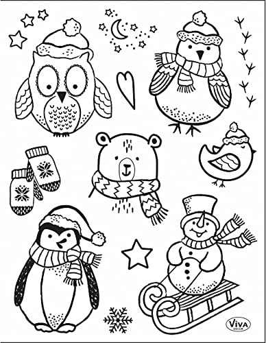 Viva Decor®️ Clear-Stamps (Little Winter Friends 14 x 18 cm) Silikon Stempel - Prägung Stempel - DIY Dekoration stanzen - Stempel Silikon - DIY Stamp - Stempel Prägung - Designed in Germany