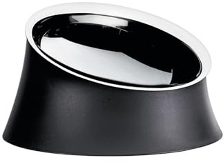 Alessi Wowl BM13/28 - Schüssel für Hunde, Design, Schräg zur Vereinfachung der Hundefütterung, Resin Thermoplastik und Edelstahl 18/10, 28 cm, Grau