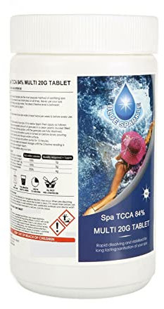 1 Kg (50 x 20g) Multifunctional Chlorine Tablets for Hot Tubs, All in One (Sanitiser, Stabiliser, Algaecide and Clarifier) Slow Release Dispenser Tablets for Swimming Pools, Spas Water Pool Cleaning
