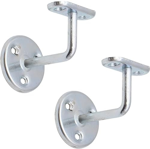 EAI Zinc Plated Handrail Brackets for Wood and Steel Stair Bannister 2 Pack