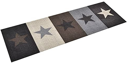 Tidyard Küchenteppich, rutschfest Waschbar Küchenläufer Teppich Läufer Flur Küchenmatte, für Innen- und Außenbereich, Sterne-Aufdruck, 300 x 60 cm