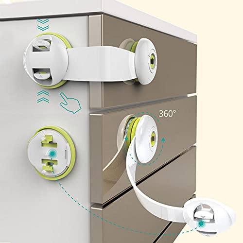 Proof - Set di 3 lucchetti di sicurezza per bambini, per la sicurezza dei bambini, con nastro adesivo resistente per frigorifero, armadi, cassetti, toilette