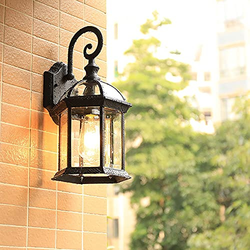 Rustikale Außen-Wandleuchte, IP54 Wasserdicht Wand-Außenleuchte, Wandlaterne für den Außenbereich,Ambiente Beleuchtung, Lampenschirm Aluminium,E27 - Max.60W,für Gartenpavillon Flur Wand-beleuchtung