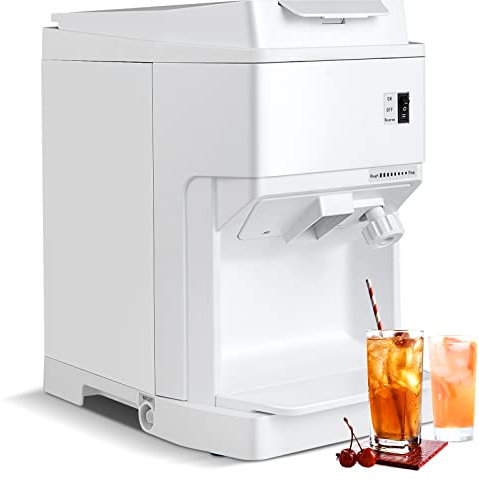COSTWAY 350W Commercial Ice Shaver, 120KG/H Ice Size Adjustable Snow Cone Ice Shaving with 320 RPM Rotate Speed, Electric Ice Crusher Slushie Dessert Maker for Home Restaurant