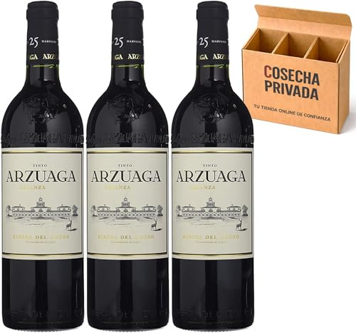 3 x Arzuaga Crianza - Envío Gratis 24 H - Vino Tinto Ribera del Duero -Vino Regalo - Cosecha Privada (3 x Botella 75 cl, Crianza)