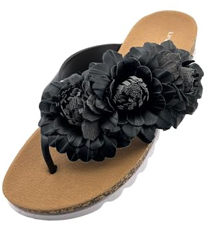 Linea Scarpa Flora Flip Dianette Tongs pour femme avec corcoptic en liège : taille : 38 | Couleur : noir