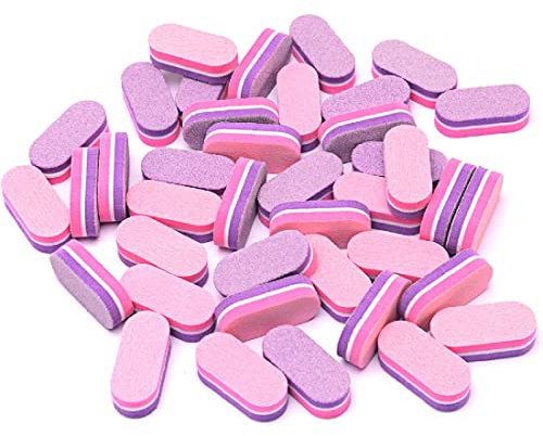 SJBAUTYO 50 Stück Mini Polierblöcke Nagelfeile,Buffer für Nägel,mini nagelfeile 100/180,Buffer Schleifblöcke Block Doppelseitige für Gelnägel und Acrylnägel, Nagelpolierblock Waschbar, Rosa/Lila