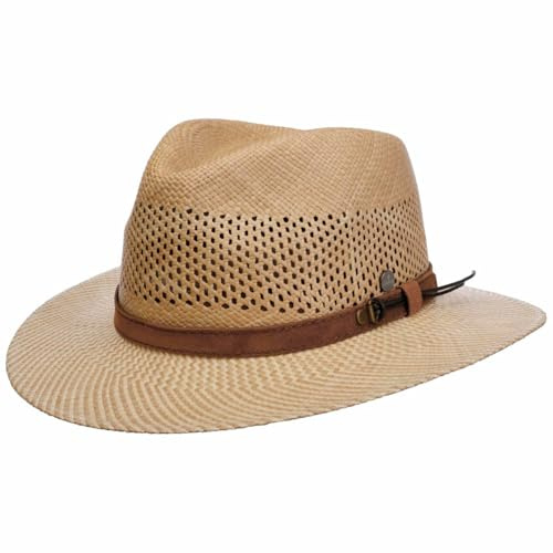 LIERYS Twotone Brim Traveller Panamahut Damen Herren Cowboyhut Ledergarniturband Made in Ecuador Frühjahr Sommer