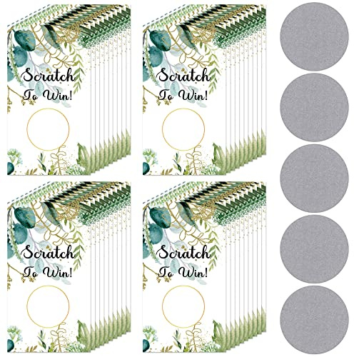 Outus 100 Pieces Gift Certificates Scratch Cards for Small Business Personalized Blank Gift Cards for Holiday, Christmas, Wedding, Birthday, Party Supply(Eucalyptus Leaf)