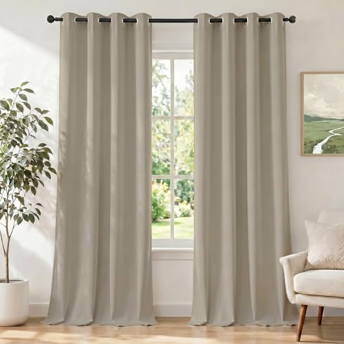 Ystyle Rideau Occultant Lot De 2, 140x300cm, Beige