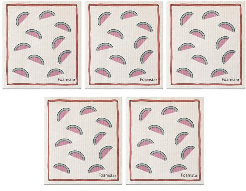 Uxcell Super Absorbent Quick Drying Reusable Kitchen Cleaning Cloths | Pulp cotton blend. Countertops, glassware, mirrors. Lint free, oil removal. 3D diamond surface. Flower-4 18cm x 20cm