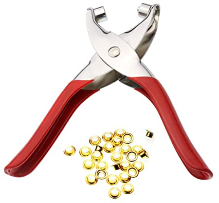 Angoily Robuste Lederlochzange mit 100 Ösen Lederlocher mit Rutschfestem Griff und Ergonomischem Design für Heim und Werkstatteinsatz