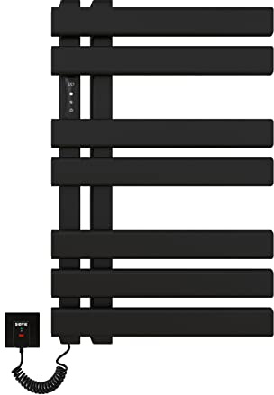 TINS Toallero Electrico Baño, Toallero Electrico 450mm×720mm, Radiador Toallero Electrico, Calentador de Toallas, Secatoallas Electrico Pared, Toallero Calefactor, El Ahorro de Energía-Black Left