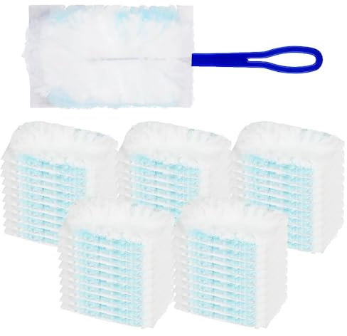yotutun 50 Stück Staubmagnet Nachfüllpack Einweg Magnet Staubwedel mit 1 Handgriff Staubfänger Staubwedel Duster Staubmagnet für Tierhaare Staub Schmutz