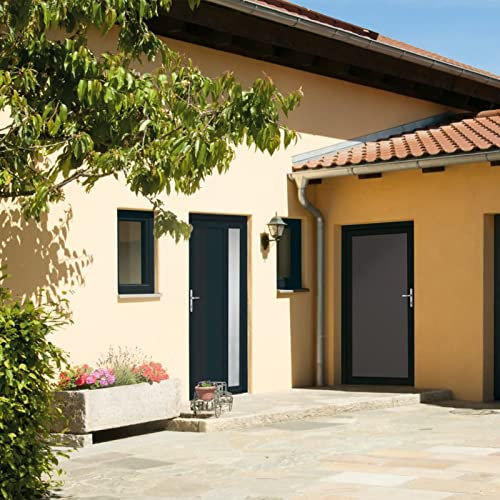 ZEYUAN Haustür Anthrazit 98x208 cm PVC, Zimmertür, Eingangstür, Innentüren, Wohnungstür, Nebeneingangstür - 1 x Tür,1 x Handgriff-Set,1 x Schlüsselsatz,1 x Dichtungsband,1 x Montagesatz