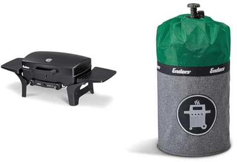 Enders® Gasgrill URBAN, Tischgrill, Grillen-, Kochen- und Backen Funktion & 5119 Style 5kg Green Gasflaschenhülle, Grün, 5 kg
