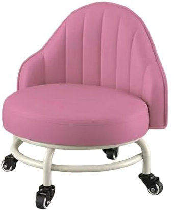 FytStycale Niedriger Rollhocker, Pediküre Hocker mit Rädern, Rollsitz für Make Up, Kurzer Hocker, Flaschenzug Hocker für Das Fitnessstudio zu Hause, Den Friseurs, ROSA