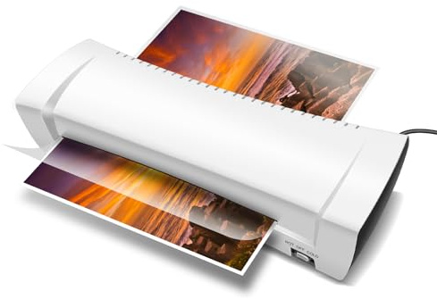 Laminator, A4 Laminator Machine with Hot/Cold Settings ＆ One-Touch Release Button Max 230mm Width Laminator High-Speed Laminating No Bubbles Easy Operation for Home Office School Use White