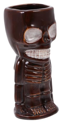 PRETYZOOM 2 Pièces verre à cocktail tasse de bière tête de mort gobelet viking verre originaux tiki bar verres à whisky verres à vin coupe de vin de fête verre à vin d'Hawaï céramique Black