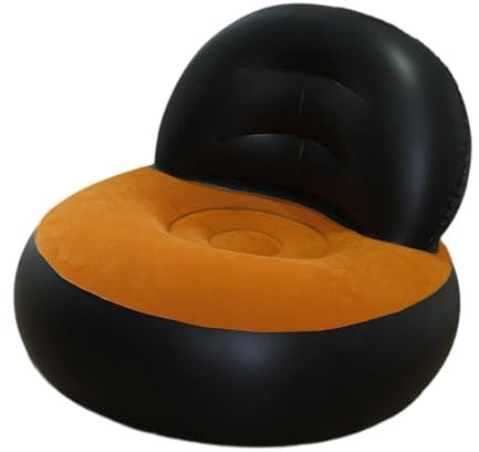Fenteer Aufblasbares Sofa, aufblasbarer Lounge-Sessel, Bequeme PVC-L-förmige Luftcouch mit Rückenlehne für Zuhause, Outdoor-Aktivitäten, Camping, Orange Und Schwarz