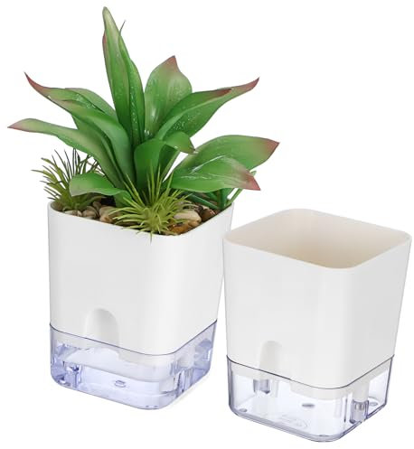 HYTROVE 2pezzi Vasi Autoirriganti Per Piante Da Fioriere Compatte Per Ufficio e Casa Con Di Assorbimento Automatico Design Facile Da Usare e Manutenzione Ridotta