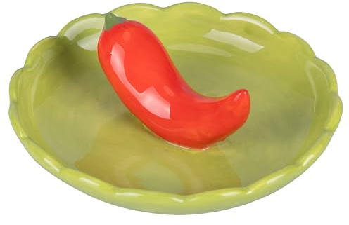 Villa d'Este Home Tivoli 2017 Piattino decorativo tondo 11,2 cm in ceramica, design peperoncino, Fruit Life