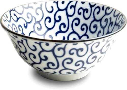 Japan-Bowls AsiATICA - Bol à ramen en porcelaine de 15 cm - Bol asiatique de qualité supérieure pour riz, pâtes, tapas, udon, céréales - Bol à soupe avec motifs japonais (Musubi)