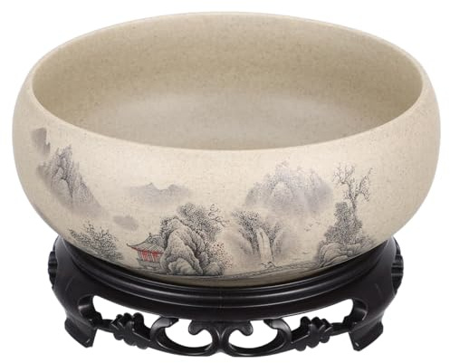 LIOOBO Keramik-Pflanzgefäß Mit Kunststoffhalter Bonsai-Pflanzgefäß Hydrokultur-Blumentopf Dekorativer Blumentopf Für Wohnzimmer Küche Garten Und Büro 17.00 X 17.00 X 6.80 cm