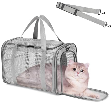Lociban Borsa per il trasporto del gatto, borsa di trasporto per cani traspirante e pieghevole, custodia di trasporto per gatti con tracolla regolabile, gabbia per trasporto per gatti e cani, viaggio