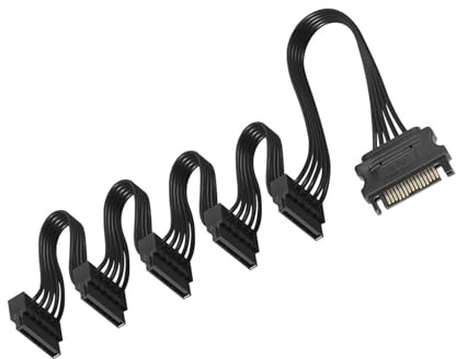 GERUI Cable SATA de 15 pines, macho de 15 pines SATA a hembra 5 SATA cable de serie cable divisor se aplica a HDD, SSD, unidades ópticas cable SATA (1)