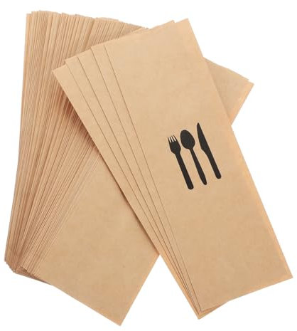 ULTECHNOVO Sacchetto Portaposate in Carta Kraft 100 Pezzi, Resistente e Compatto, Adatto Per Ristoranti, Banchetti e Feste, Set Multifunzionale Per