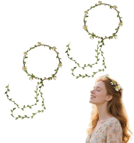 Blumenkranz Haare für Damen – Handgemachter Blumenkranz mit Floral Girlande, Braut Haarschmuck Stirnband, Perfekter Kopfschmuck für Hochzeit, Brautjungfern, Boho & Festliche Anlässe