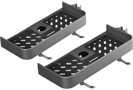 Hemobllo 2 pezzi Mensola Doccia Foratura in Resistente Organizer per Prodotti da Doccia Montaggio Scorrevole Ripiano Portaoggetti e Smontabile
