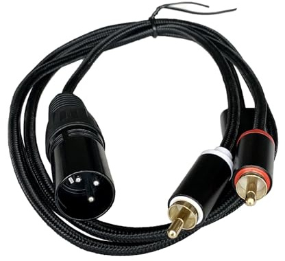 BUHCUWQB Male XLR to 2 RCA Male Y Splitter Patch Cable,Unbalanced XLR to Dual RCA Adapter Y-Splitter Duplicator Lead Audio Interconnect Cable for Speaker Condenser Mic Mixer and Power AMP - 3.3 Feet