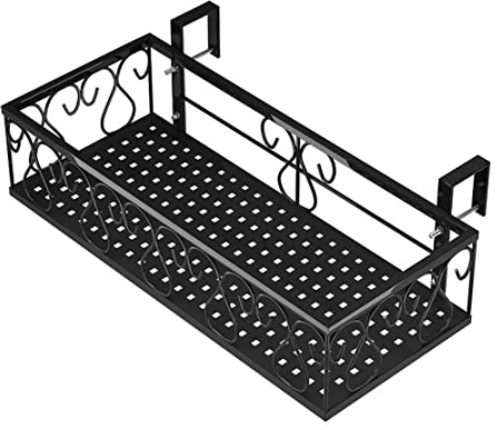 Fioriera sospesa, in ferro, per balcone e recinzione, decorativa per giardino, patio e giardino