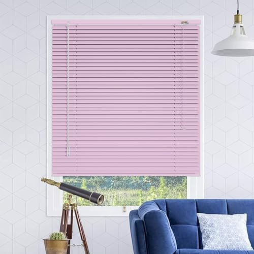 Jalousie Aluminium für Fenster Innen, Alu Jalousie 25mm lamellen Größen von 20 bis 160 Breite Jalousien Rollo Sichtschutz Wärmedämmung Sonnenschutz für Haus/küche/büro(Light Pink)