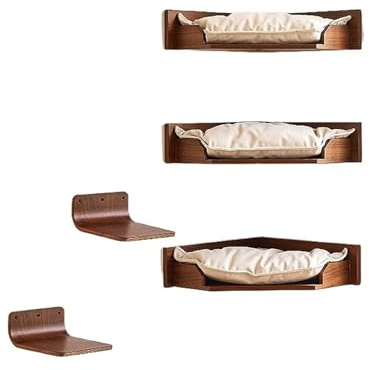 QYNZFAWO Compatible avec Les Structures d'escalade for Chats en Bois Massif, Installation Murale à Domicile, Jouets de Saut Suspendus Noyer Noir, nid for Gagner la Place(60L-a1)