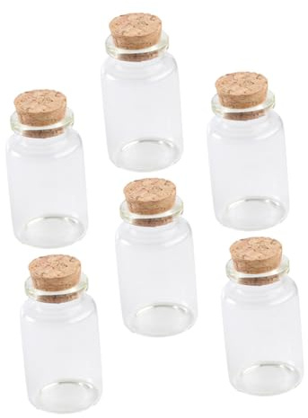 MOLUCKFU 6 Pièces Bocaux à Thé en Verre Borosilicaté Bouchon en Liège, Étanches et Faciles à Transporter, pour Bonbons et Thé, Usage Polyvalent Cuisine et Bureau