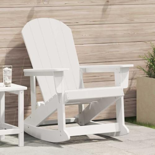 Frdhee Outdoorstühle Gartenstuhl Camping Stuhl,Adirondack Schaukelstuhl Weiß 73,5 x 92 x 90cm HDPE,Für Rasenflächen,Terrassen,Innenhöfe,Schwimmbäder,Einfach Einzurichten