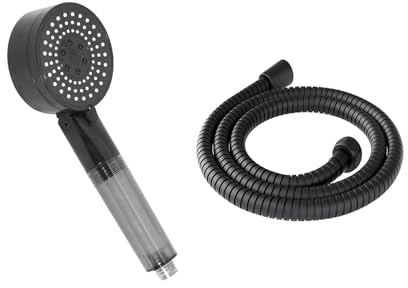 Soffione Doccia Con Filtro Anticalcare, Nero, Con Tubo Flessibile 2 Metri, Docceta a Pressione Multigetto